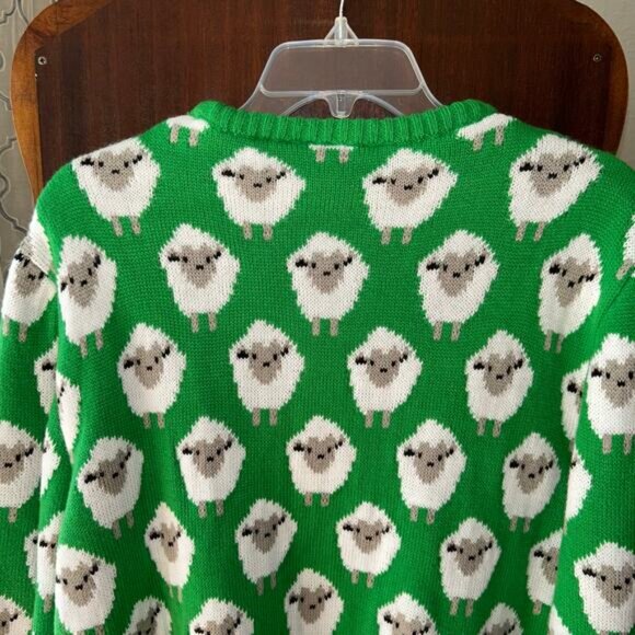 Traditional Craft Ireland AOP Sheep Adult Green Jumper for Men Size Large - Picture 8 of 9